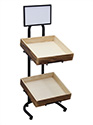 2 Wood Crates and Floor Stand Display Rack with Sign Frame