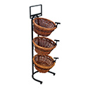 3 Tier 3 Round Willow Basket and Floor Stand Display Rack with Sign Frame