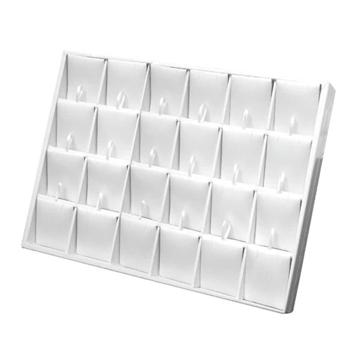 Earring Display Tray 24 Pairs White Leatherette