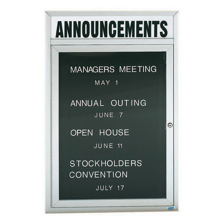 1 Door Enclosed Letter Board with Header - Indoor Usage