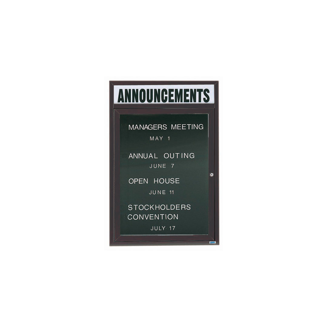 1 Door Enclosed Letter Board with Header - Indoor Usage