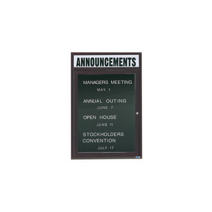 1 Door Enclosed Letter Board with Header - Indoor Usage