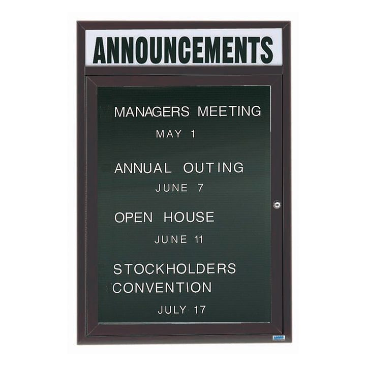 1 Door Enclosed Letter Board with Header - Indoor Usage