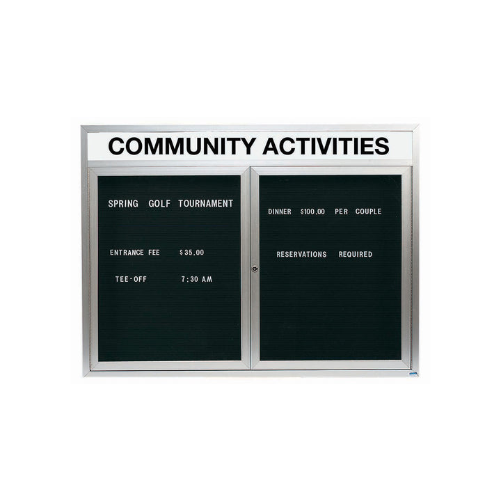 2 Door Enclosed Letter Board With Header - Indoor Usage