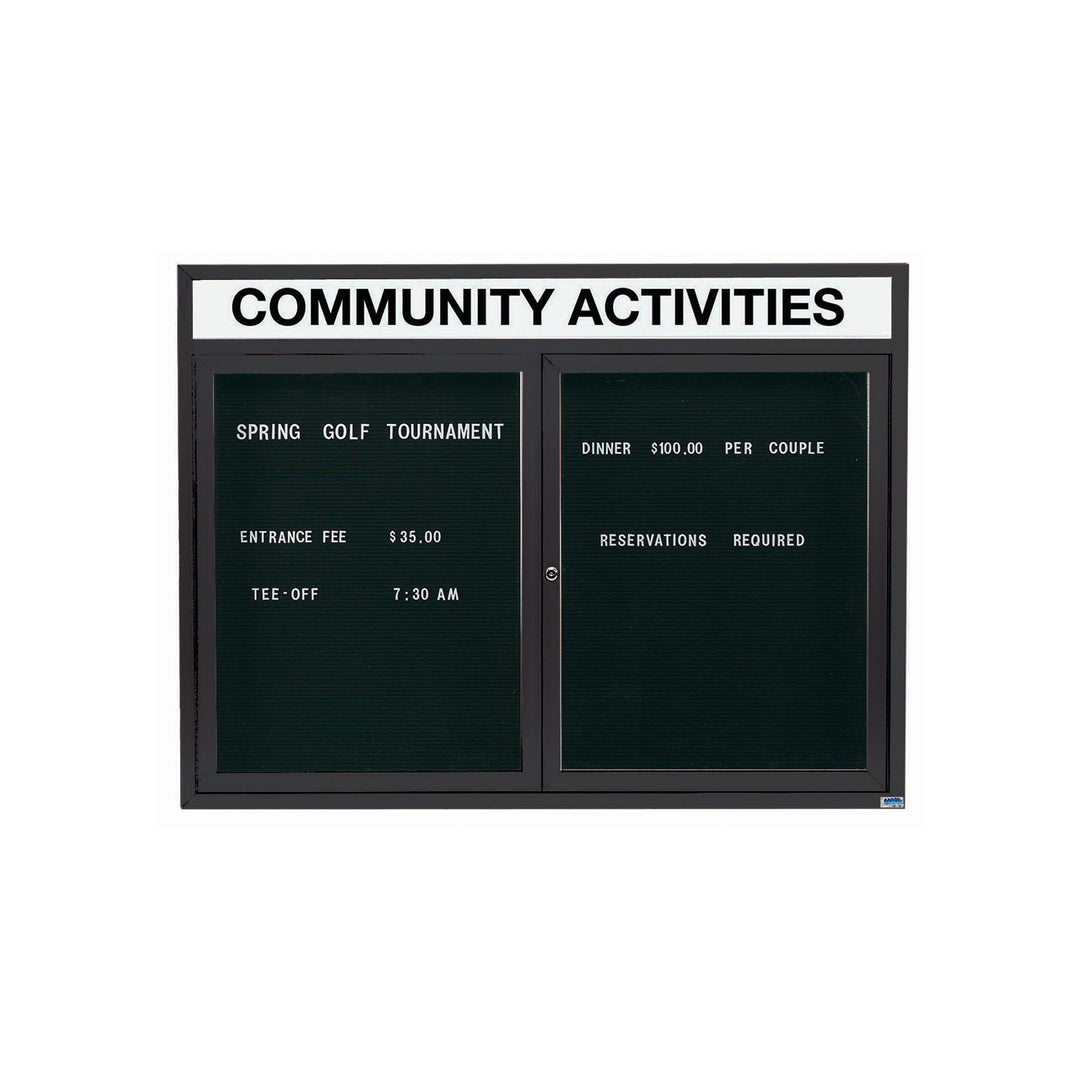 2 Door Enclosed Letter Board With Header - Indoor Usage