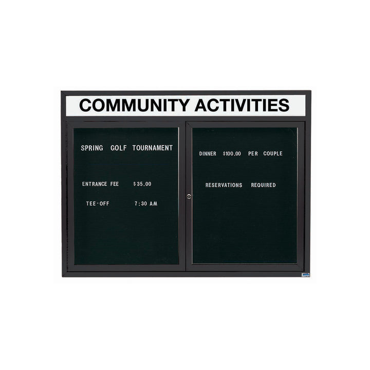 2 Door Enclosed Letter Board With Header - Indoor Usage