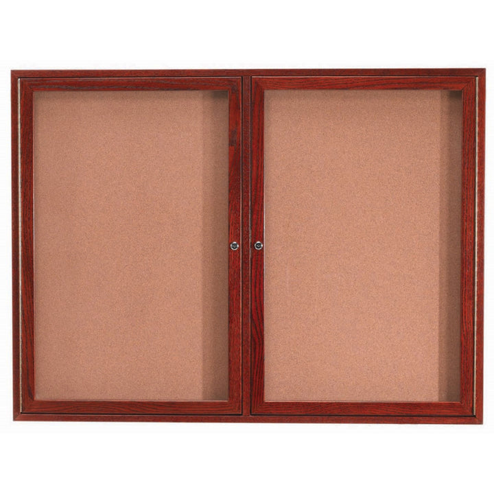 2 Door Wood frame Enclosed Bulletin Board - Indoor Usage