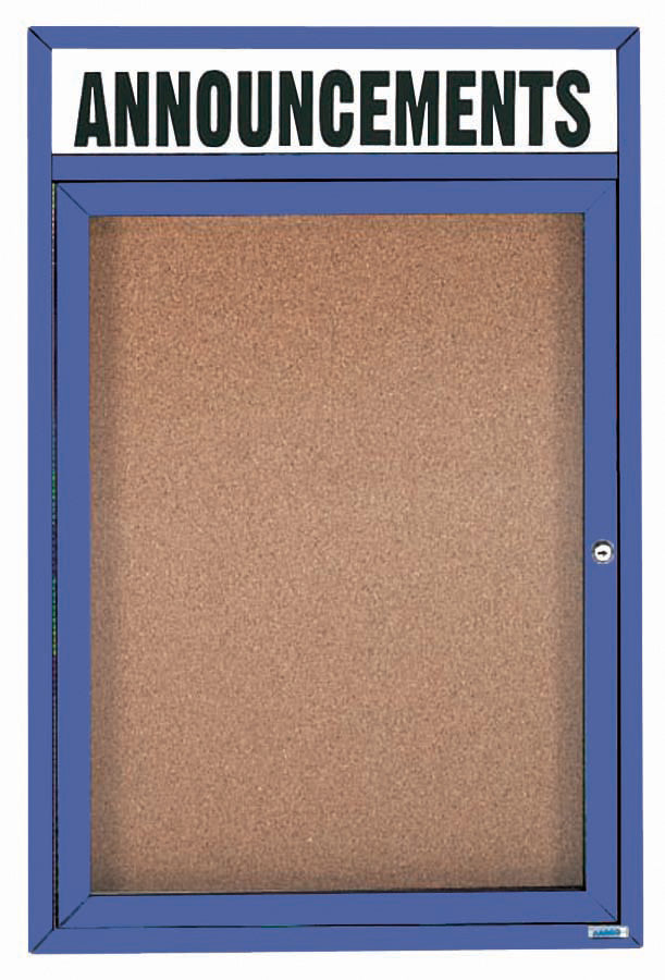 1 Door Enclosed Bulletin Board with Header - Indoor Usage