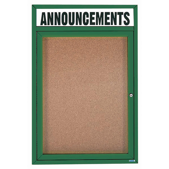 1 Door Enclosed Bulletin Board with Header - Indoor Usage