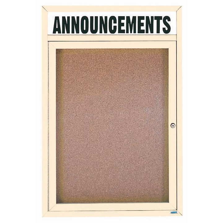 1 Door Enclosed Bulletin Board with Header - Indoor Usage