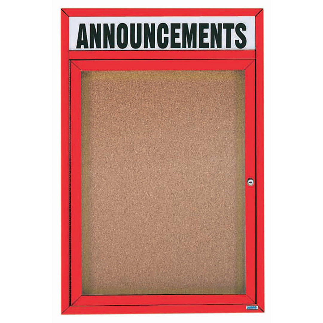 1 Door Enclosed Bulletin Board with Header - Indoor Usage