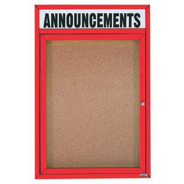 1 Door Enclosed Bulletin Board with Header - Indoor Usage