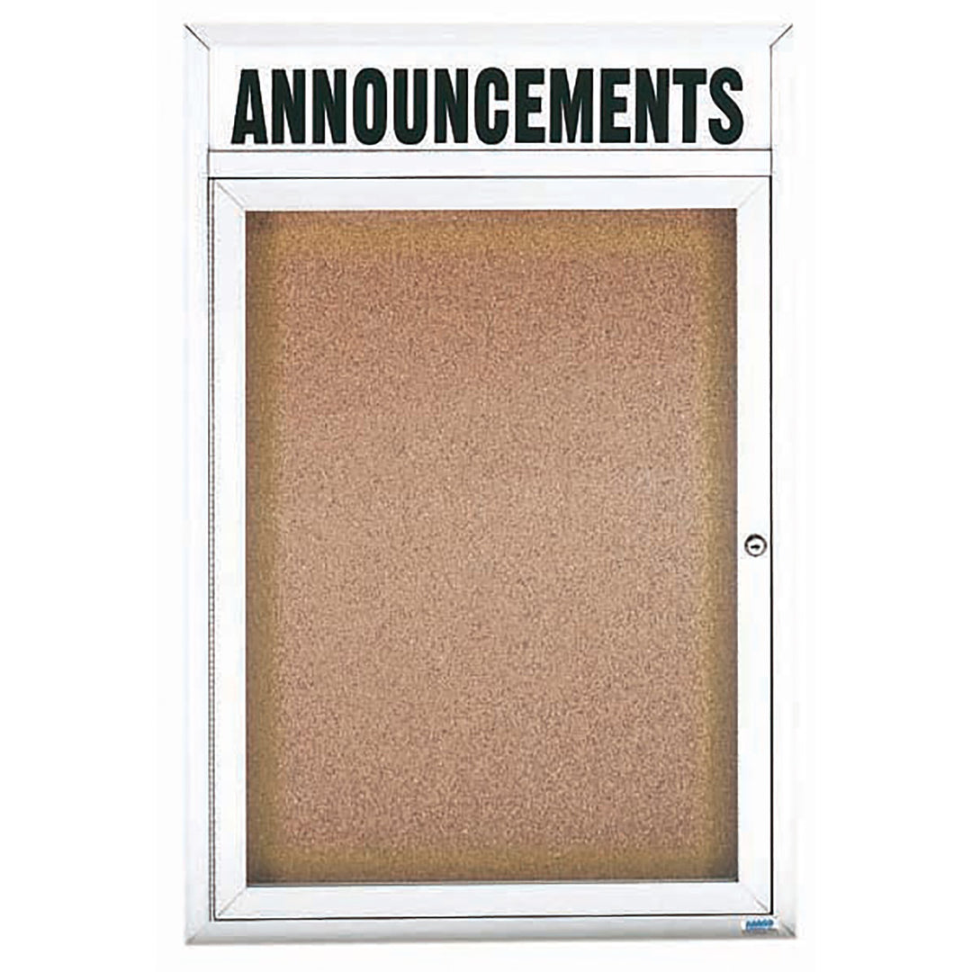 1 Door Enclosed Bulletin Board with Header - Indoor Usage