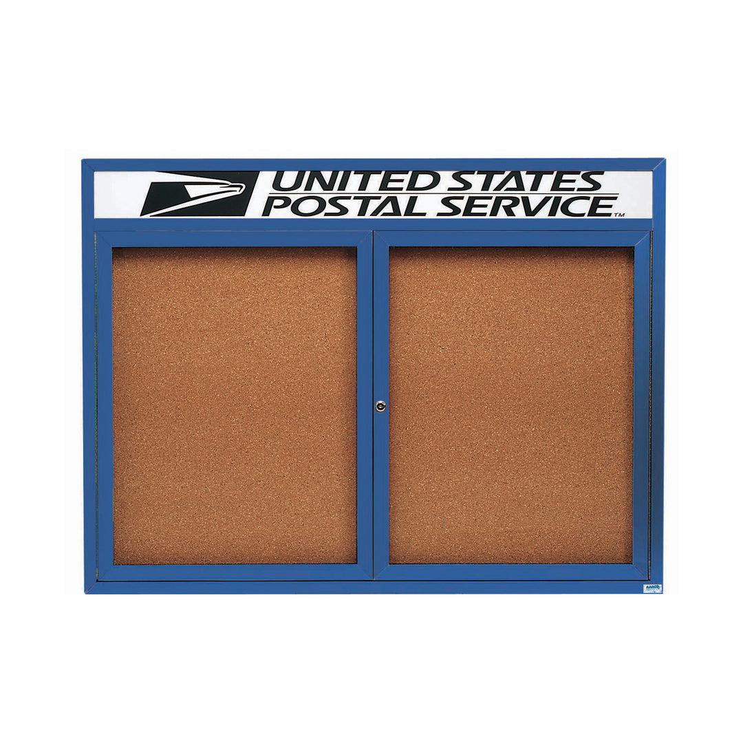 2 Door Enclosed Bulletin Board with Header - Indoor Usage