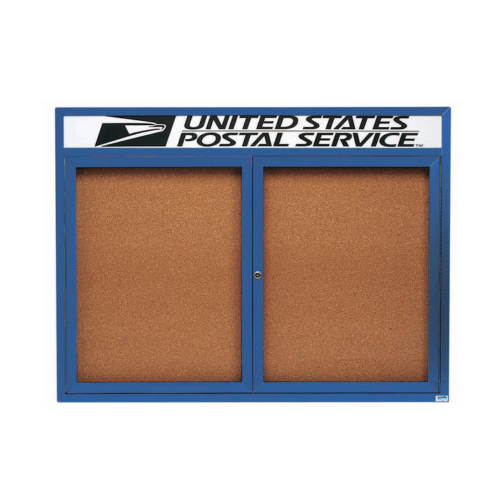 2 Door Enclosed Bulletin Board with Header - Indoor Usage