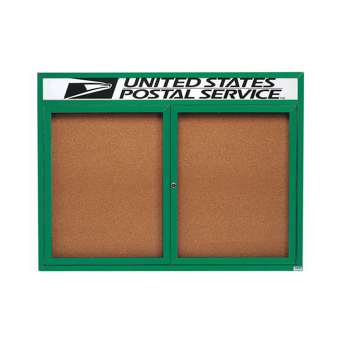 2 Door Enclosed Bulletin Board with Header - Indoor Usage