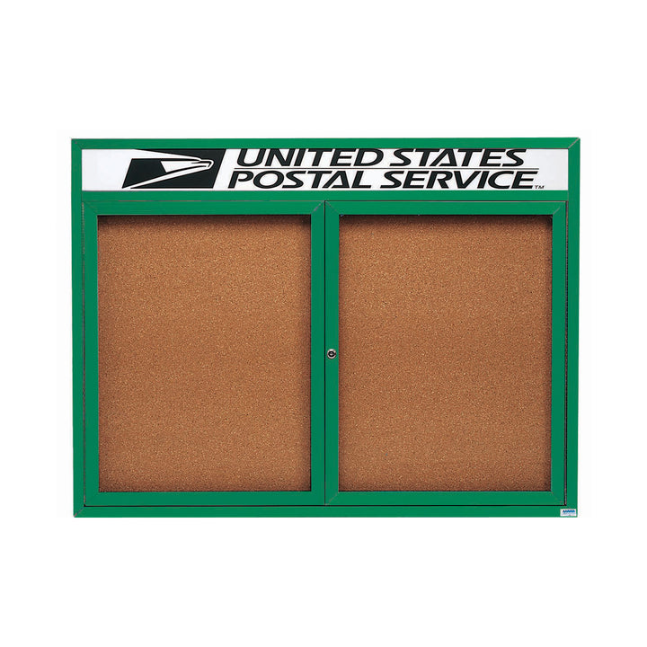 2 Door Enclosed Bulletin Board with Header - Indoor Usage