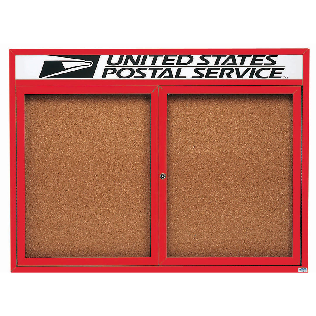 2 Door Enclosed Bulletin Board with Header - Indoor Usage