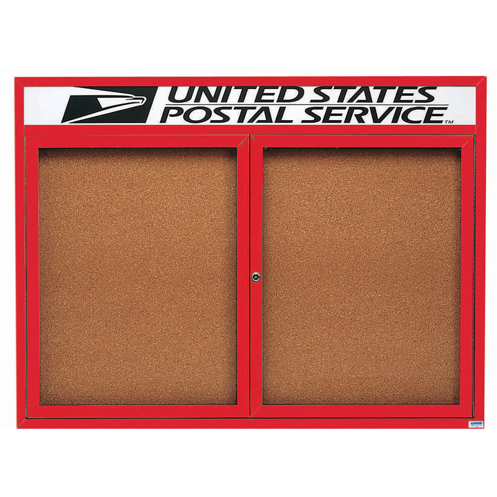 2 Door Enclosed Bulletin Board with Header - Indoor Usage