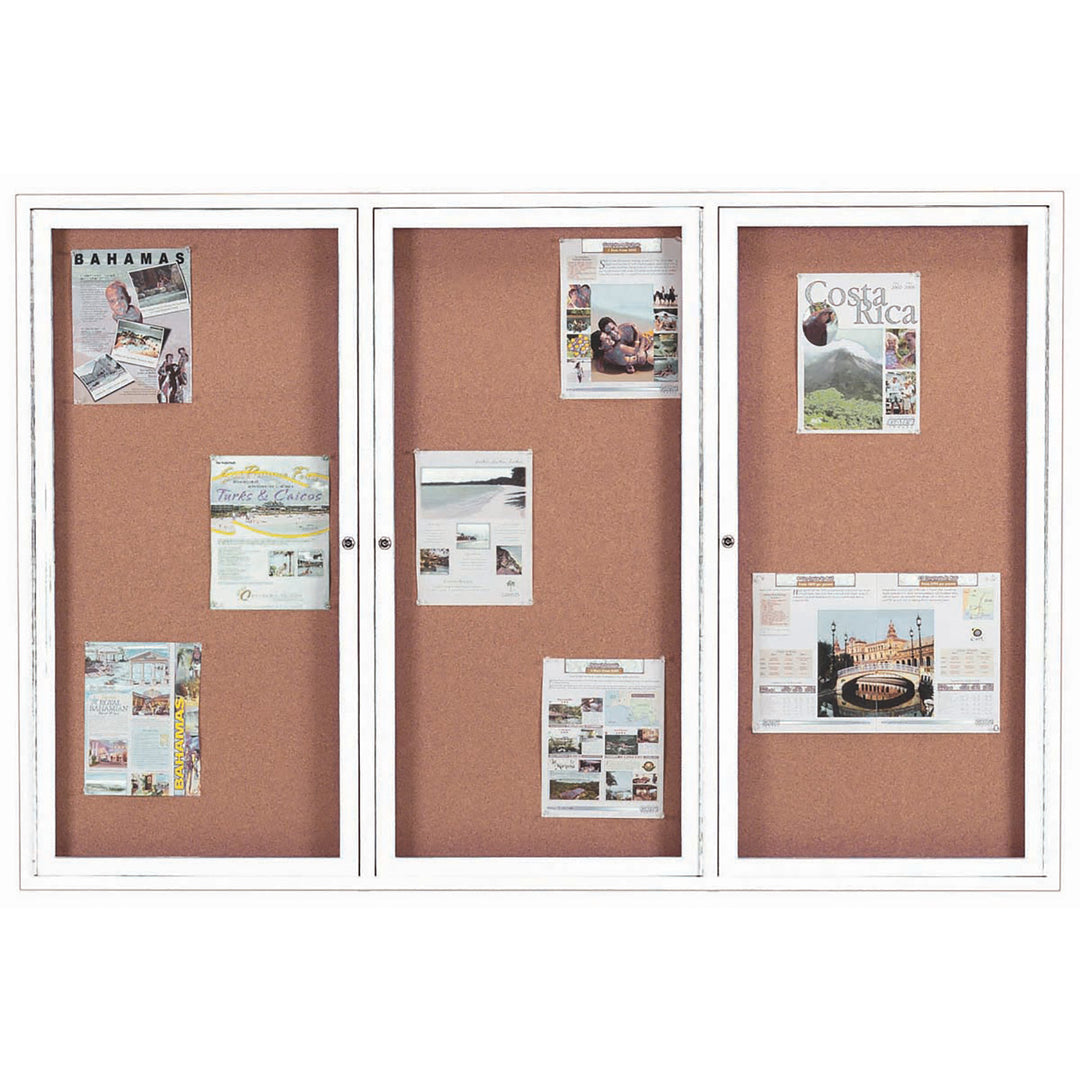 3 Door Enclosed Bulletin Board with Header - Indoor Usage