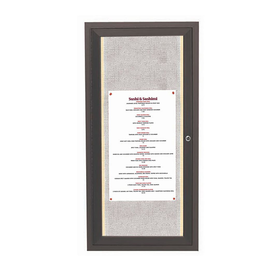 1 Door Enclosed Bulletin Board - Indoor/Outdoor Usage - w/LED Lighting