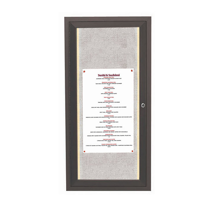 1 Door Enclosed Bulletin Board - Indoor/Outdoor Usage - w/LED Lighting