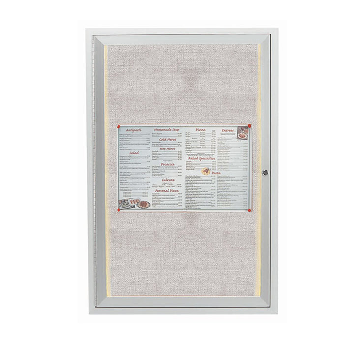 1 Door Enclosed Bulletin Board - Indoor/Outdoor Usage - w/LED Lighting