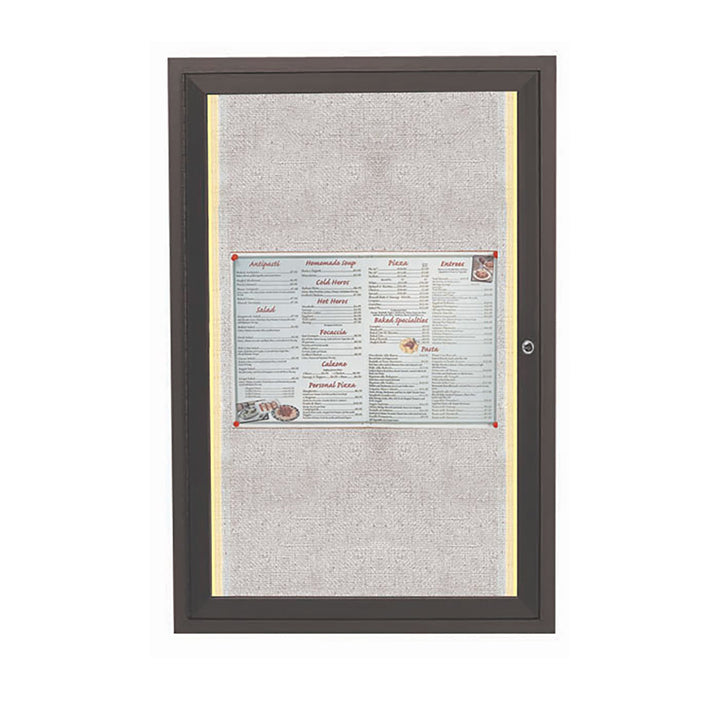 1 Door Enclosed Bulletin Board - Indoor/Outdoor Usage - w/LED Lighting
