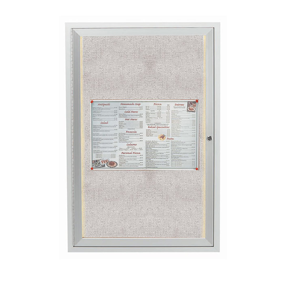 1 Door Enclosed Bulletin Board - Indoor/Outdoor Usage - w/LED Lighting