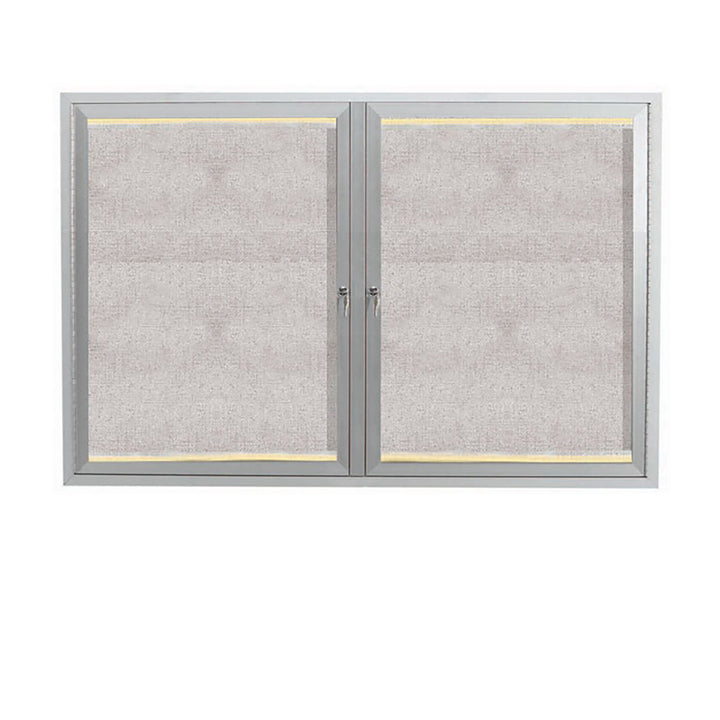 2 Door Enclosed Bulletin Board - Indoor/Outdoor Usage - w/LED Lighting