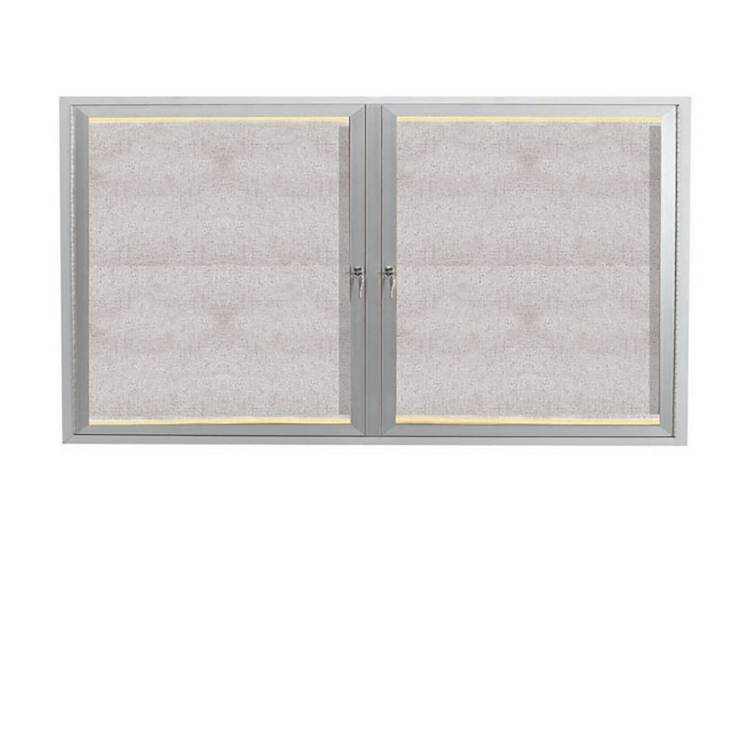 2 Door Enclosed Bulletin Board - Indoor/Outdoor Usage - w/LED Lighting