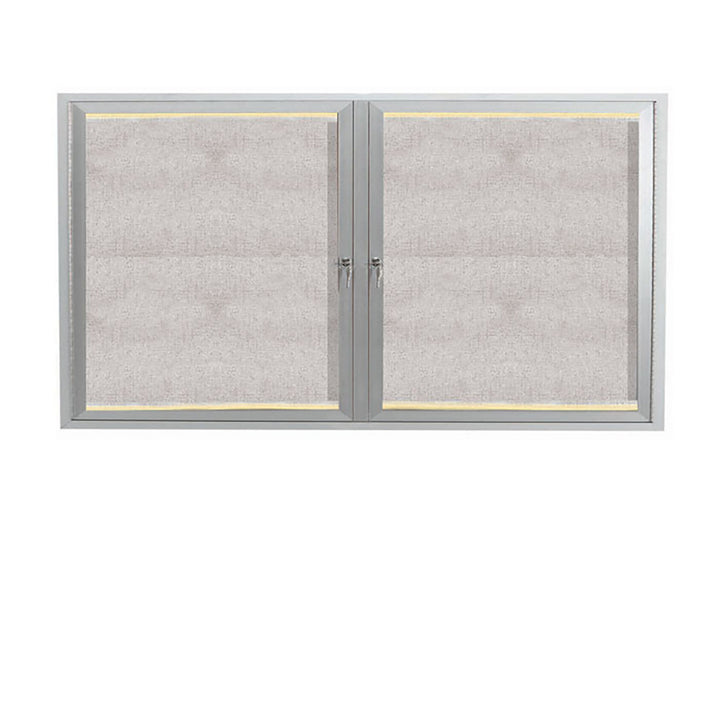 2 Door Enclosed Bulletin Board - Indoor/Outdoor Usage - w/LED Lighting