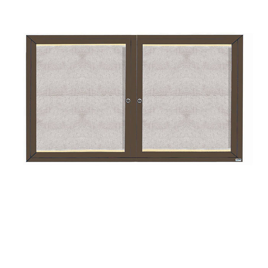 2 Door Enclosed Bulletin Board - Indoor/Outdoor Usage - w/LED Lighting