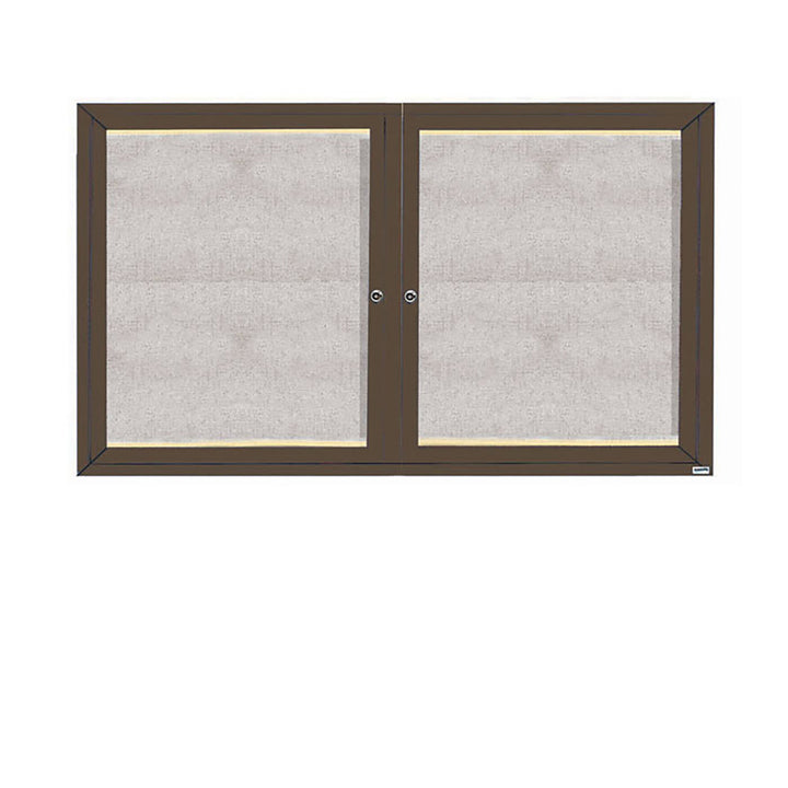 2 Door Enclosed Bulletin Board - Indoor/Outdoor Usage - w/LED Lighting