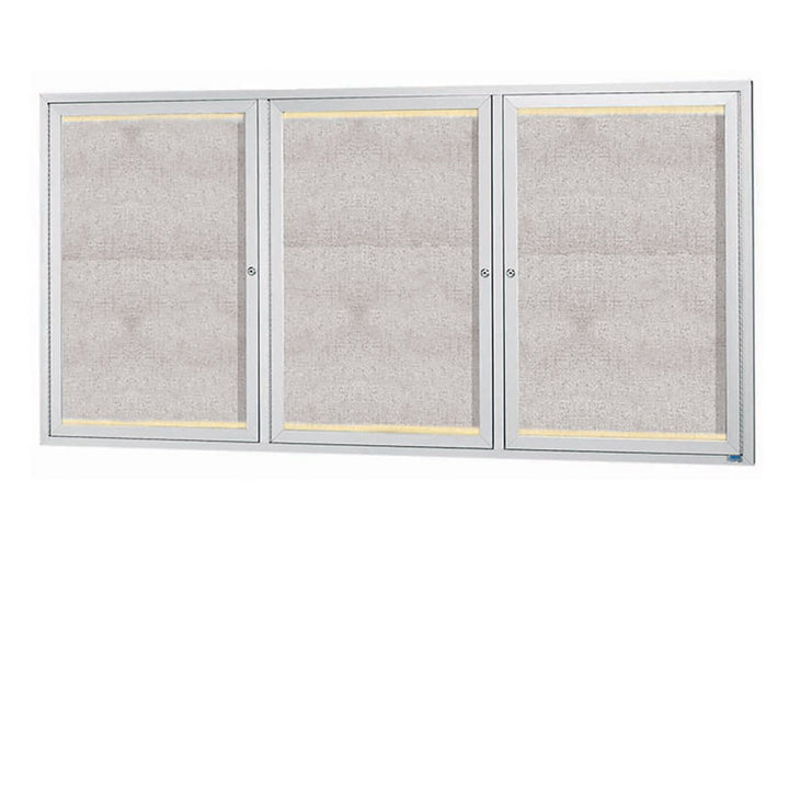 3 Door Enclosed Bulletin Board - Indoor/Outdoor Usage - w/LED Lighting