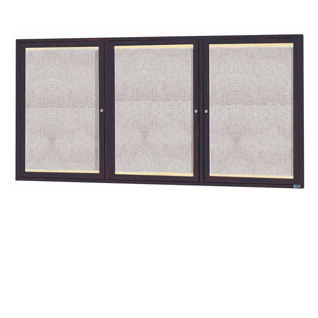 3 Door Enclosed Bulletin Board - Indoor/Outdoor Usage - w/LED Lighting