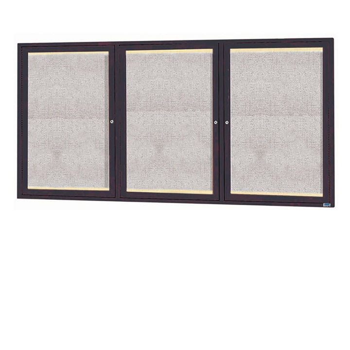 3 Door Enclosed Bulletin Board - Indoor/Outdoor Usage - w/LED Lighting
