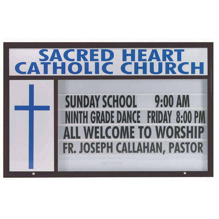 Marquee Changeable Sign Board with Symbol Area - Bronze Aluminum Frame - Single Sided