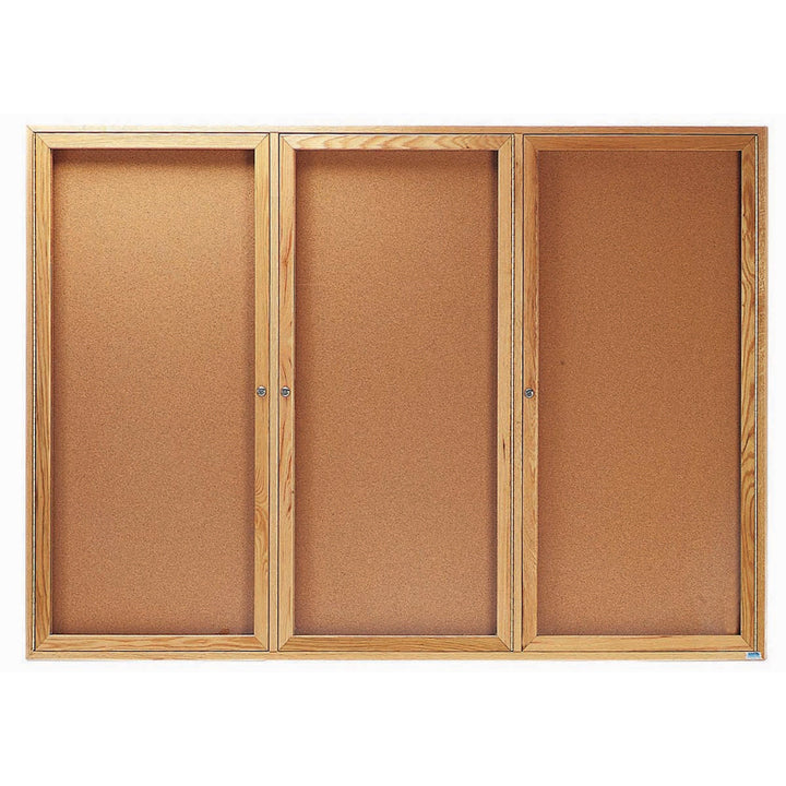 3 Door Wood frame Enclosed Bulletin Board - Indoor Usage