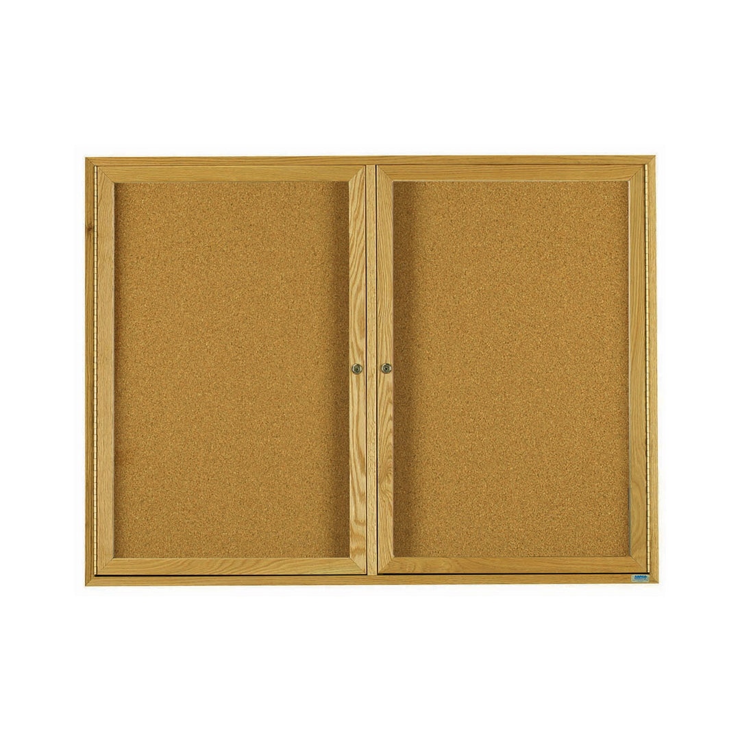 2 Door Wood frame Enclosed Bulletin Board - Indoor Usage