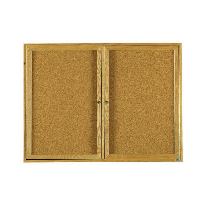 2 Door Wood frame Enclosed Bulletin Board - Indoor Usage