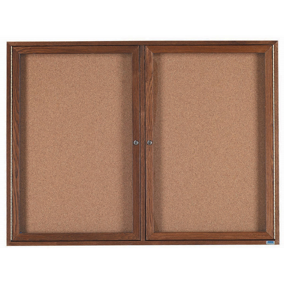 2 Door Wood frame Enclosed Bulletin Board - Indoor Usage