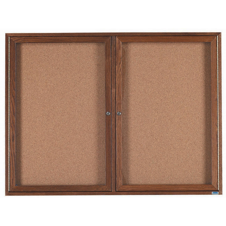 2 Door Wood frame Enclosed Bulletin Board - Indoor Usage