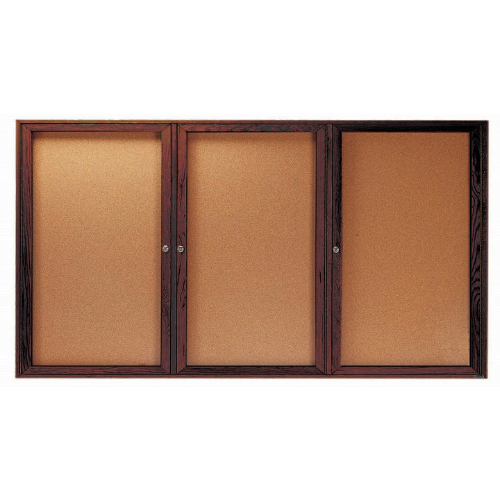 3 Door Wood frame Enclosed Bulletin Board - Indoor Usage