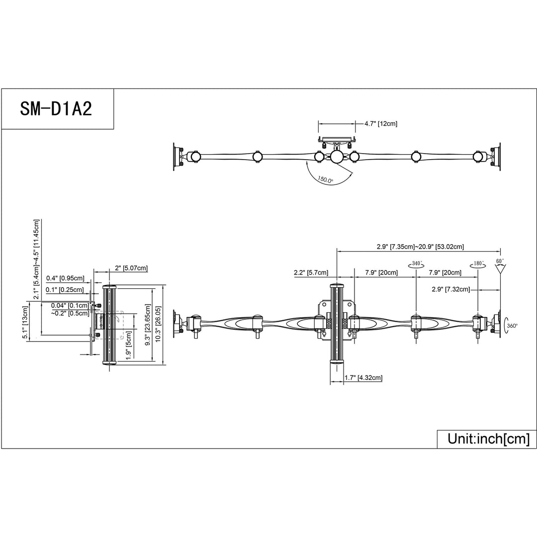 Dual VESA Mount for Slatwall w/ Quick Release Dual Arm