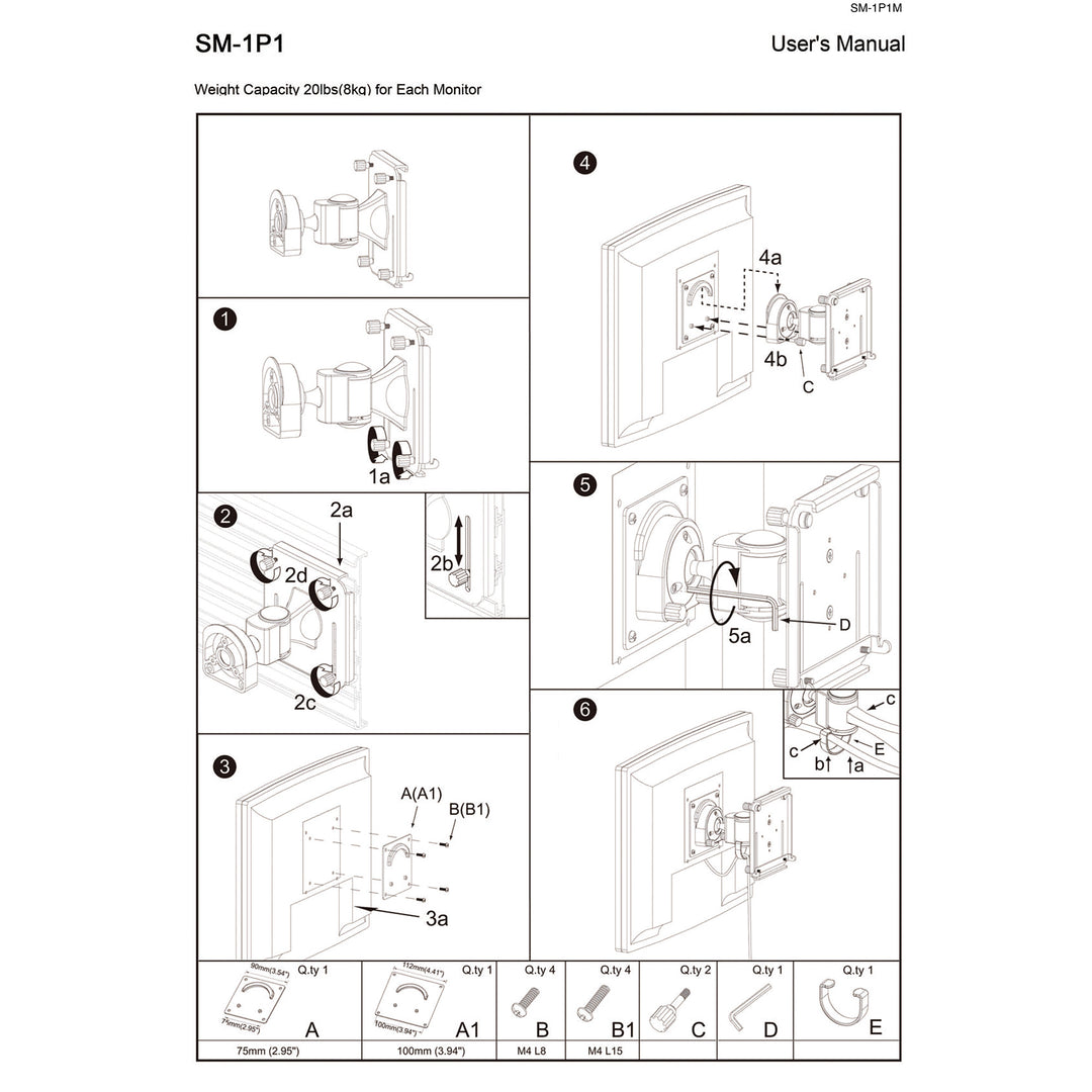 VESA Mount for Slatwall w/ Short LCD Monitor Arm