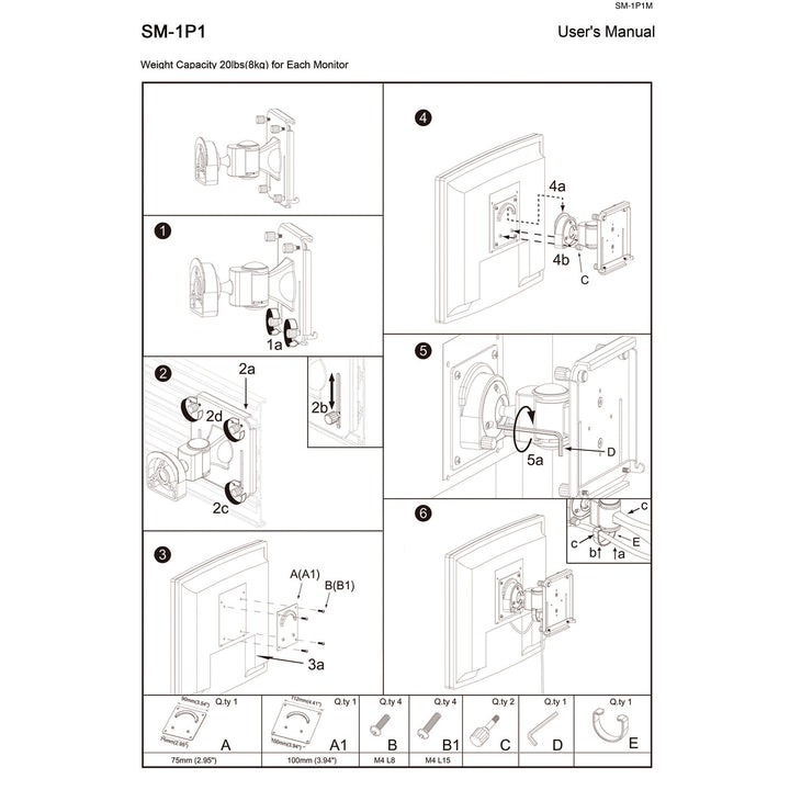 VESA Mount for Slatwall w/ Short LCD Monitor Arm