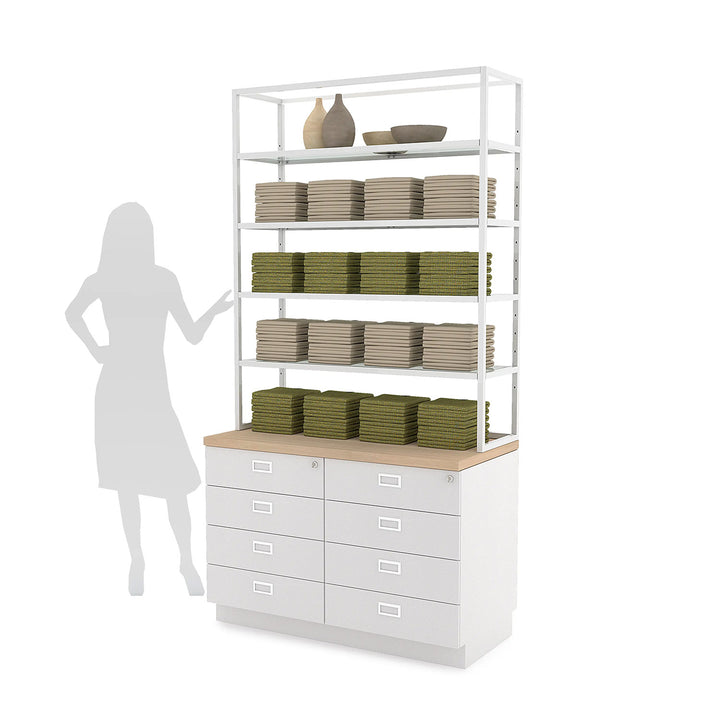 Deluxe Cash Wrap Retail Counter Drawer Unit with Retail Shelving Kit