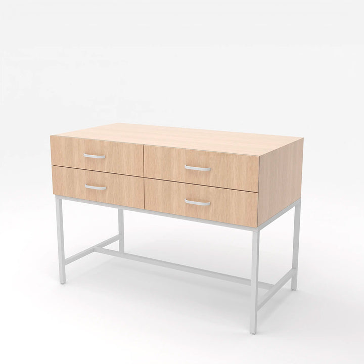 Deluxe Display Storage Cabinet - White with Raw Oak