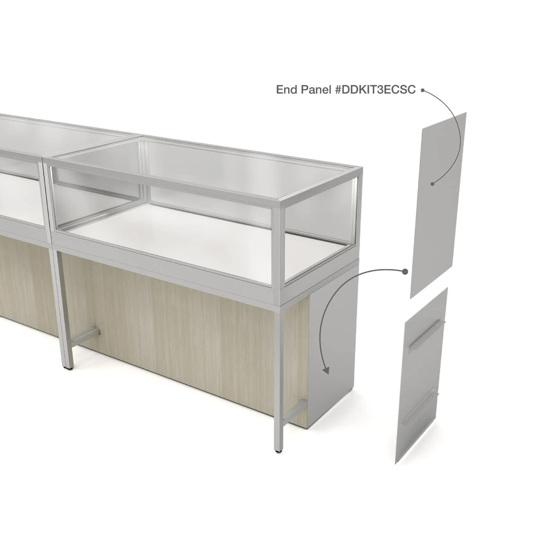 Satin Chrome End Panels For Deluxe Glass Display Cabinet